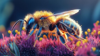 Close-up of a bee pollinating vibrant flowers (4)