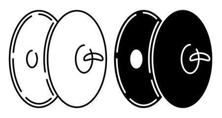 Linear icon. Copper cymbals, a musical percussion instrument. Simple black and white vector isolated on white background