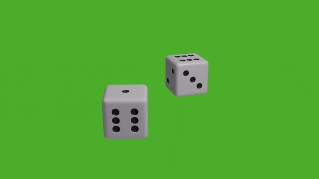 3D Rolling Dice on Green Screen
