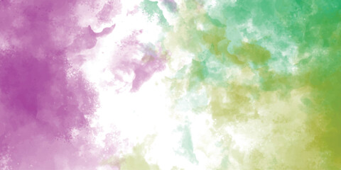 Abstract watercolor background in purple green and white colors with artistic and textured effect ideal for design projects