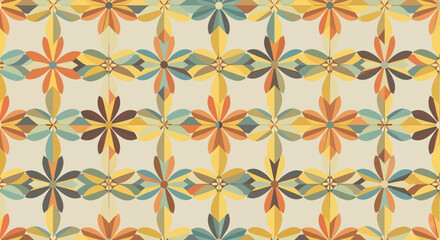 Geometric Flower Pattern Seamless Texture Vintage Floral Design