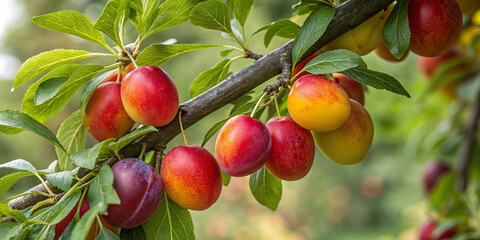 Ripe Red and Yellow Plums