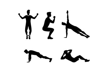Silhouette Workout Set. isolated isolated on white background