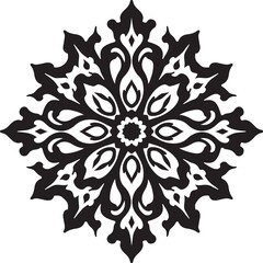 Intricate Circular Mandala Laser Cut Design features a stunning blend of floral and geometric symmetry, rendered in a precise black vector 
