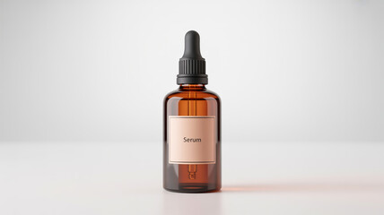 A product photo of a brown glass dropper bottle with a black plastic cap and dropper tip against a pure white background.