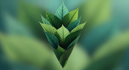 Lush green leaves clustered together in a cone shape.