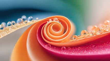 Pastel Spiral Gradient with Reflective Shimmer and Water Drops