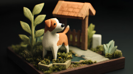 isometric dog animation with clay texture