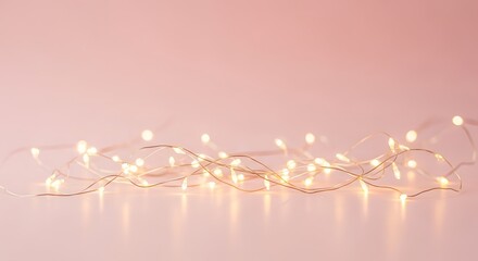 Delicate Rose Gold Fairy Lights on a Pastel Background