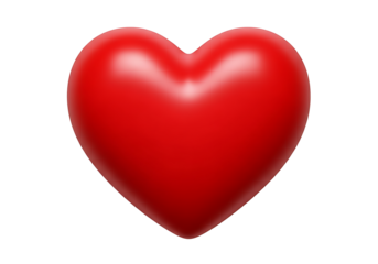 A three-dimensional, glossy red heart shape.