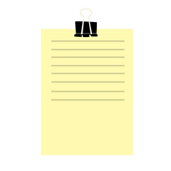 Yellow Note Paper with Binder Clip Stationery Element