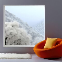 Modern Layered Frosted Window Texture with Orange Chair