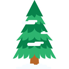 snowy evergreen tree vector flat illustration