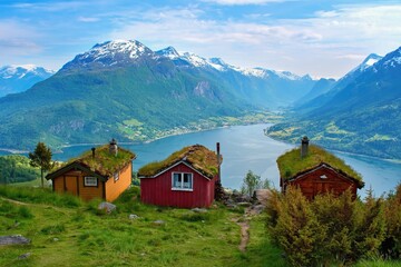 Rakssetra rural hiking area, Nordfjord view, Loen Norway