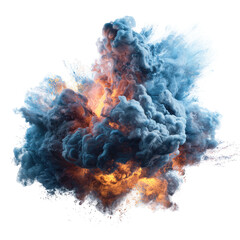 Exploding cloud of vibrant smoke and fire