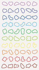 Colorful abstract shapes in a grid. Abstract shapes in vibrant colors. Various shapes in abstract forms. Bright, colorful abstract shapes. Colorful shapes, vector element set.