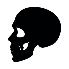 Black skull profile silhouette against white background vector