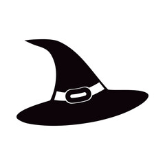 Black witch hat with white buckle pointed hat
