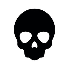 Black skull graphic with white eye sockets and nose symbol