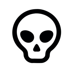 Black alien skull symbol on white background head face
