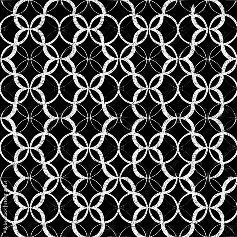 Poster geometric pattern with interlocking circles in black and white