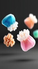 Opalescent Jelly Textures Floating in Ambient Dark Background