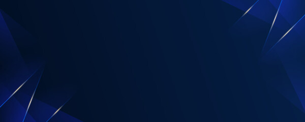 Dark blue geometric symmetric banner with gradient shapes
