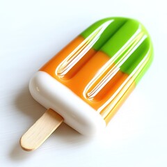 Orange and Green Popsicle on White Background