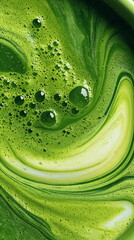 Vibrant Creamy Matcha Green Tea with Frothy Swirls