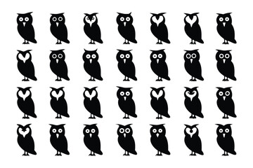 Owl Silhouette Array: A structured arrangement showcasing the iconic silhouette of an owl, conveying a sense of organized beauty.