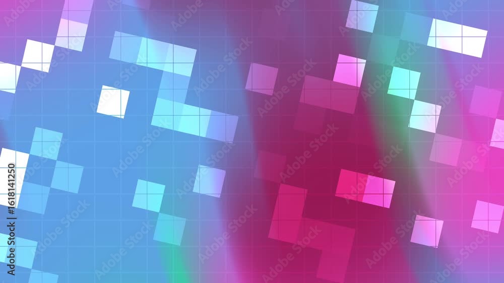 Poster abstracts blink square dynamic pixelated grid animation with vibrant color gradients and shifting sq