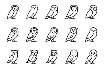 Owl Line Art: A collection of owl illustrations in line art, a visual depiction of wisdom and nocturnal grace. Perfect for educational, graphic design, or any creative project. 