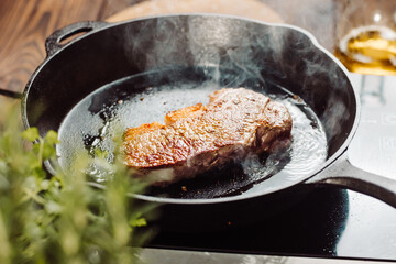 Grilling steak