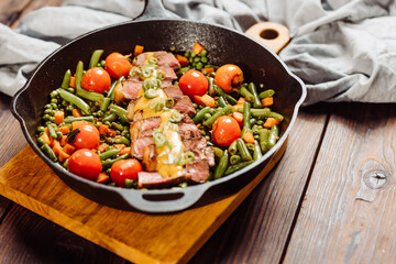 Vegetables with steak