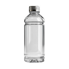 Clear plastic water bottle with wide neck and ridged design, for product or packaging use.
