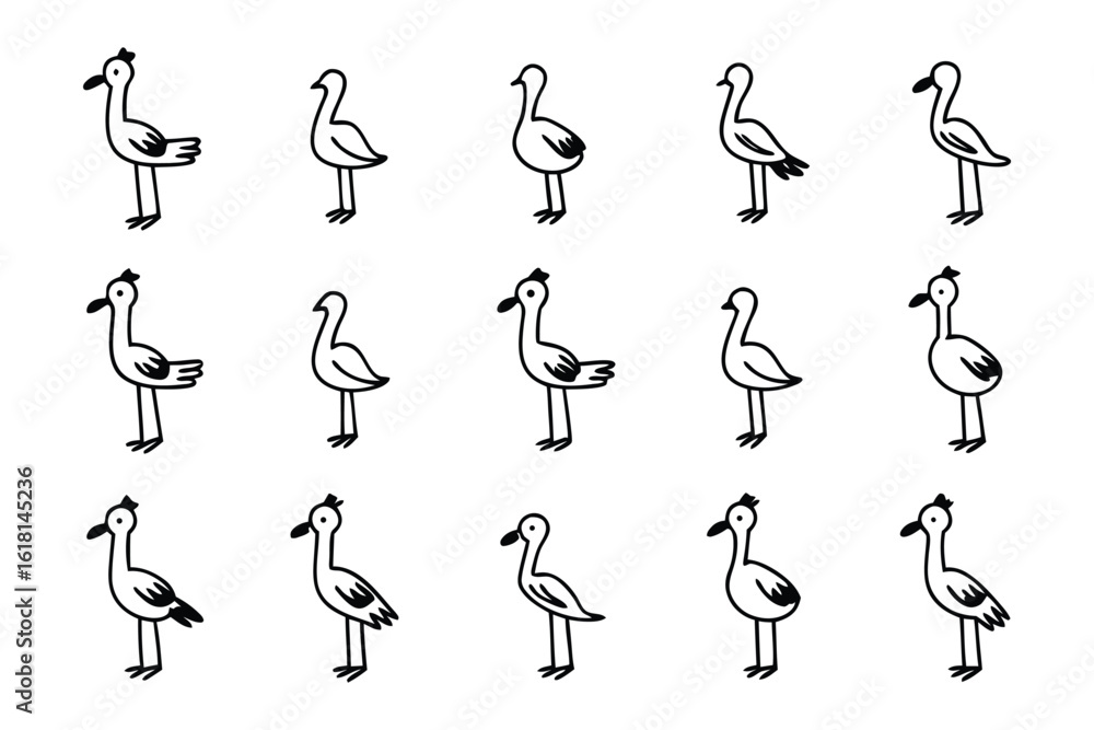 Poster bird sketches in harmony: a collection of elegant bird sketches in perfect unison, their forms a tes