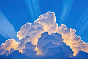 Dramatic clouds illuminated by sunbeams