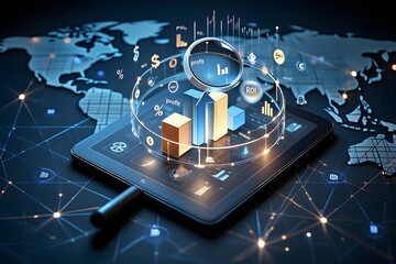 Fototapeta premium Global data analytics and business intelligence visualization
