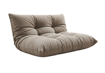 Light beige, tufted couch, angled view.