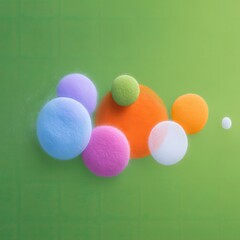 Pastel Colored Bubbles on Green Background
