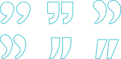 Quote Mark line art Icon set.Quote chat icon for messaging, communication, and conversation.Quotation symbol. Remark sign in Quote mark on transparent background. Quoted sign . Vector Illustration.