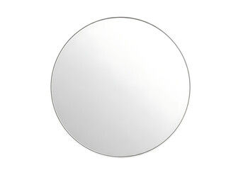 Circular wall mirror with a thin frame.