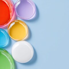 Pastel Colorful Abstract Circles on Blue Background