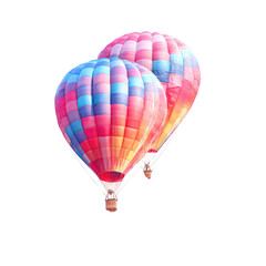 Two colorful hot air balloons, side-by-side, vibrant hues
