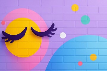 Vibrant Mural With Abstract Shapes And Playful Eye Design