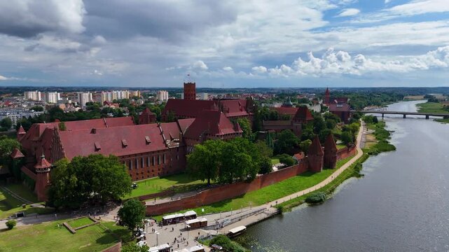 malbork castle fortress ancient ancient view from drone malbork poland