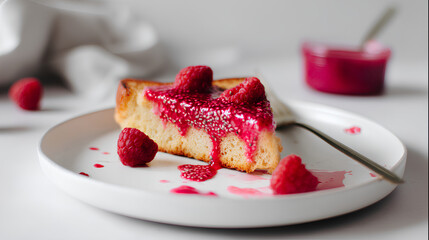 bread dish with strawberry jam on a plate