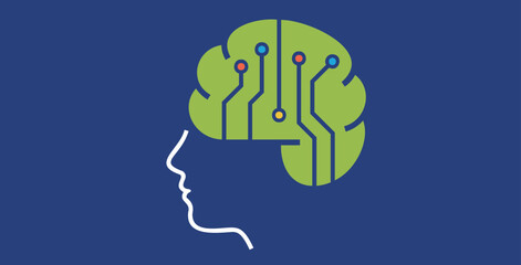 Circuit board designs resembling human brains showcase technology and Artificial intelligence