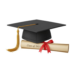 Class of 2025 graduation cap and diploma