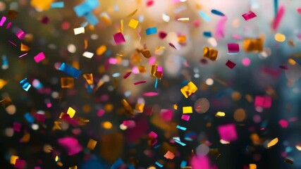 A vibrant celebration of colorful confetti falling in a festive and joyful atmosphere event backdrop - Powered by Adobe